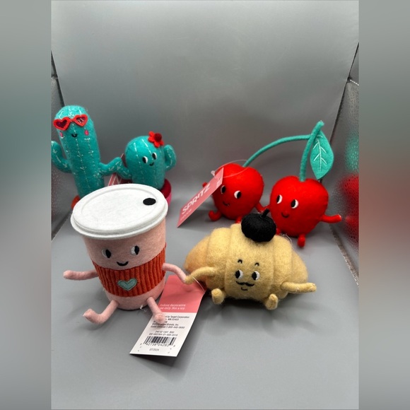 Target Spritz Valentine 2025 Felt Duo Set Of 3 Cherries Cactus Latte Croissant - Picture 1 of 8
